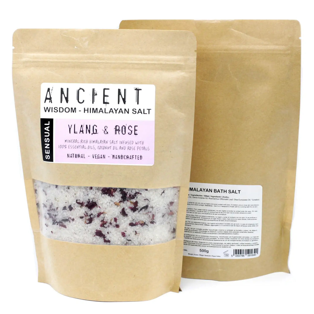 Himalayan Bath Salt Blend 500g -Sensual Ylang Ylang & Rose (500g)