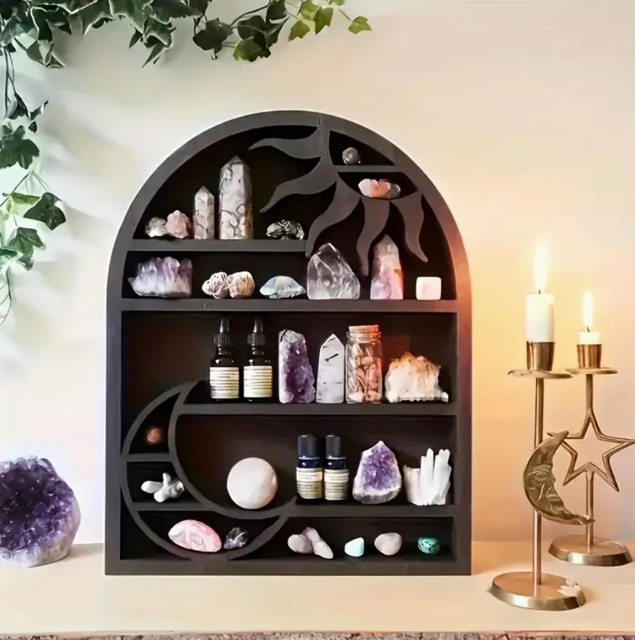 Celestial Sanctuary Moon & Sun Crystal Display Shelf