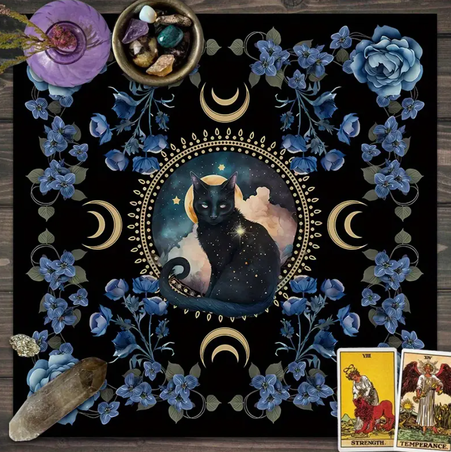 Midnight Familiar Celestial Cat Altar Cloth