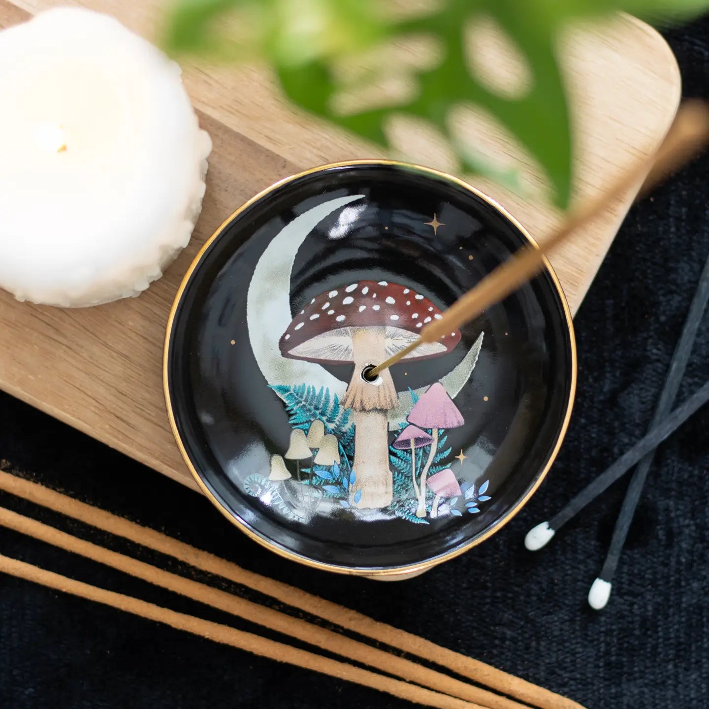 Artemis Forest Mushroom Ceramic Incense Holder Plate