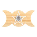 Wooden Triple Moon Spell Candle Holder