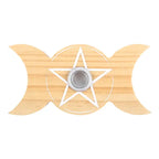 Wooden Triple Moon Spell Candle Holder