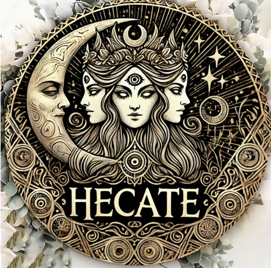 Hecate Triple Moon Goddess Metal Wall Art