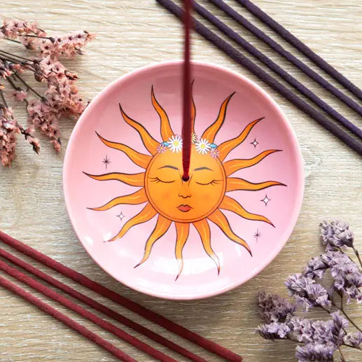 The Pink Sun Ceramic Incense Holder Plate