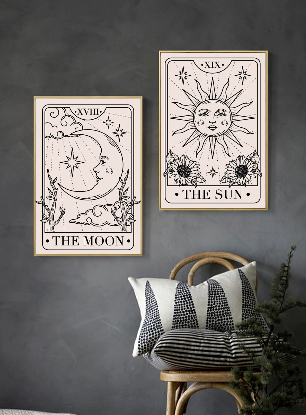 Major Arcana Wall Art – The Sun & The Moon Set
