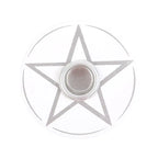White Pentagram Spell Candle Holder