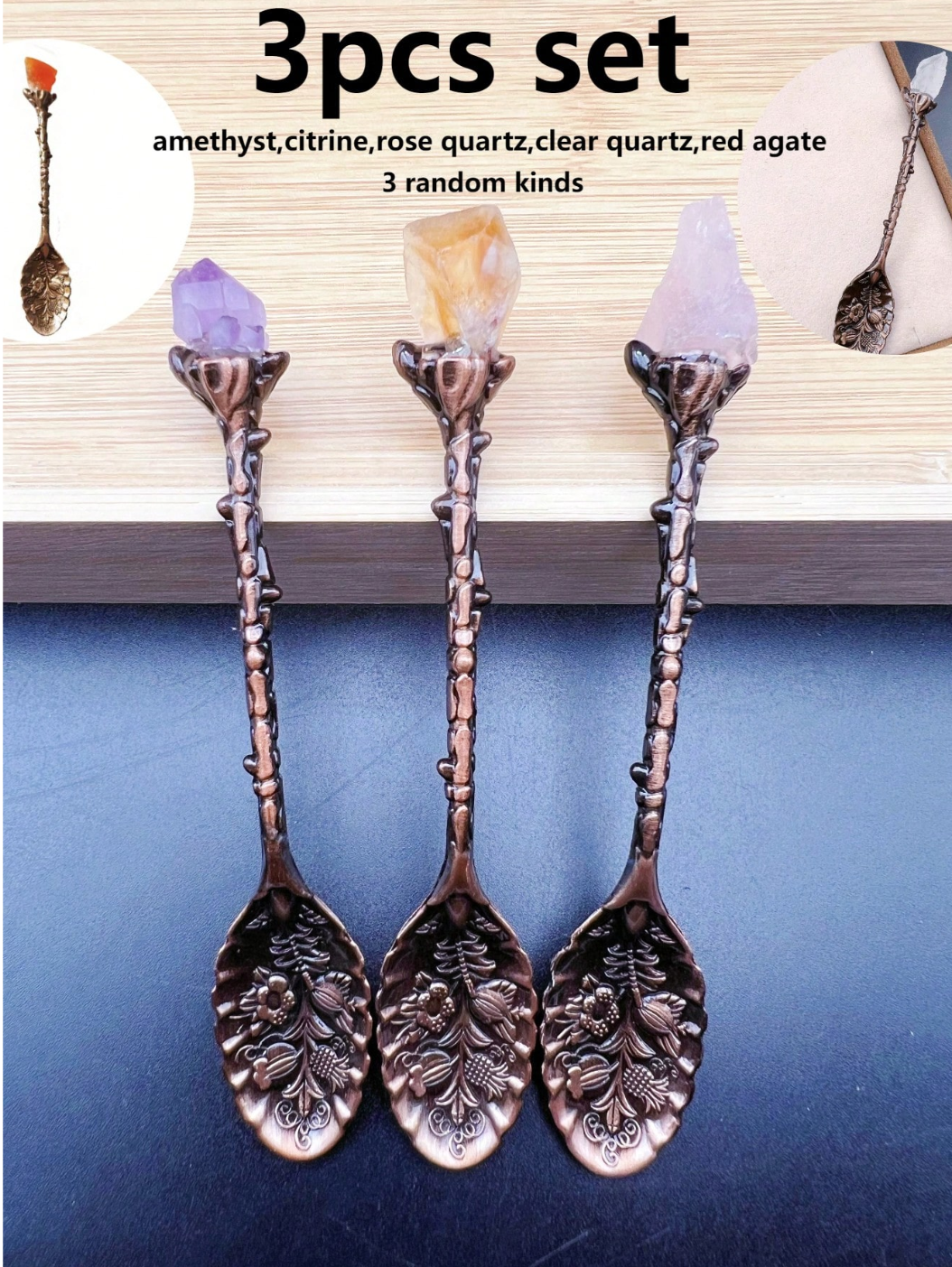 The Spellmaker’s Spoons – Raw Crystal Handle Set