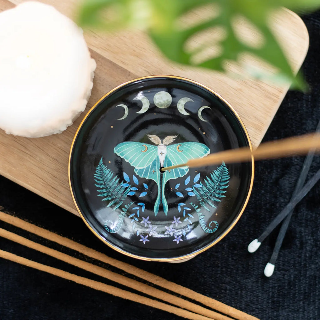 Hera Luna Moth Ceramic Incense Holder Plate
