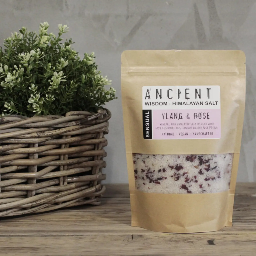 Himalayan Bath Salt Blend 500g -Sensual Ylang Ylang & Rose (500g)