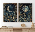 "Lunar Enchantment" Mystical Moon & Botanical Tapestry Prints