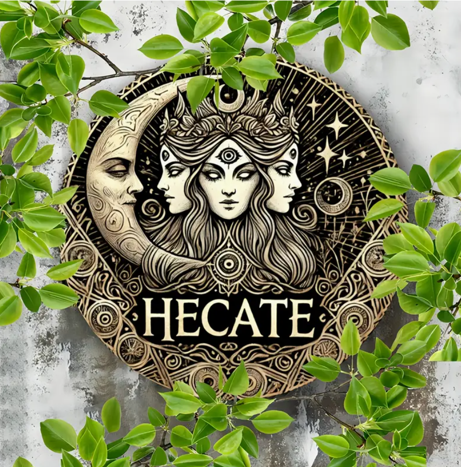 Hecate Triple Moon Goddess Metal Wall Art