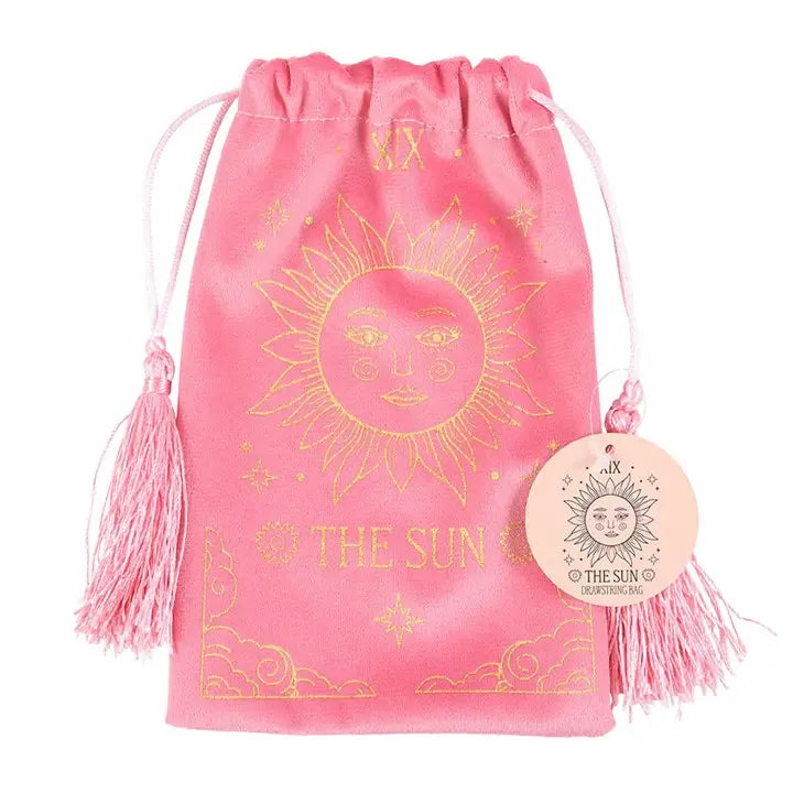 The Sun Vintage Tarot Card Velvet Drawstring Bag