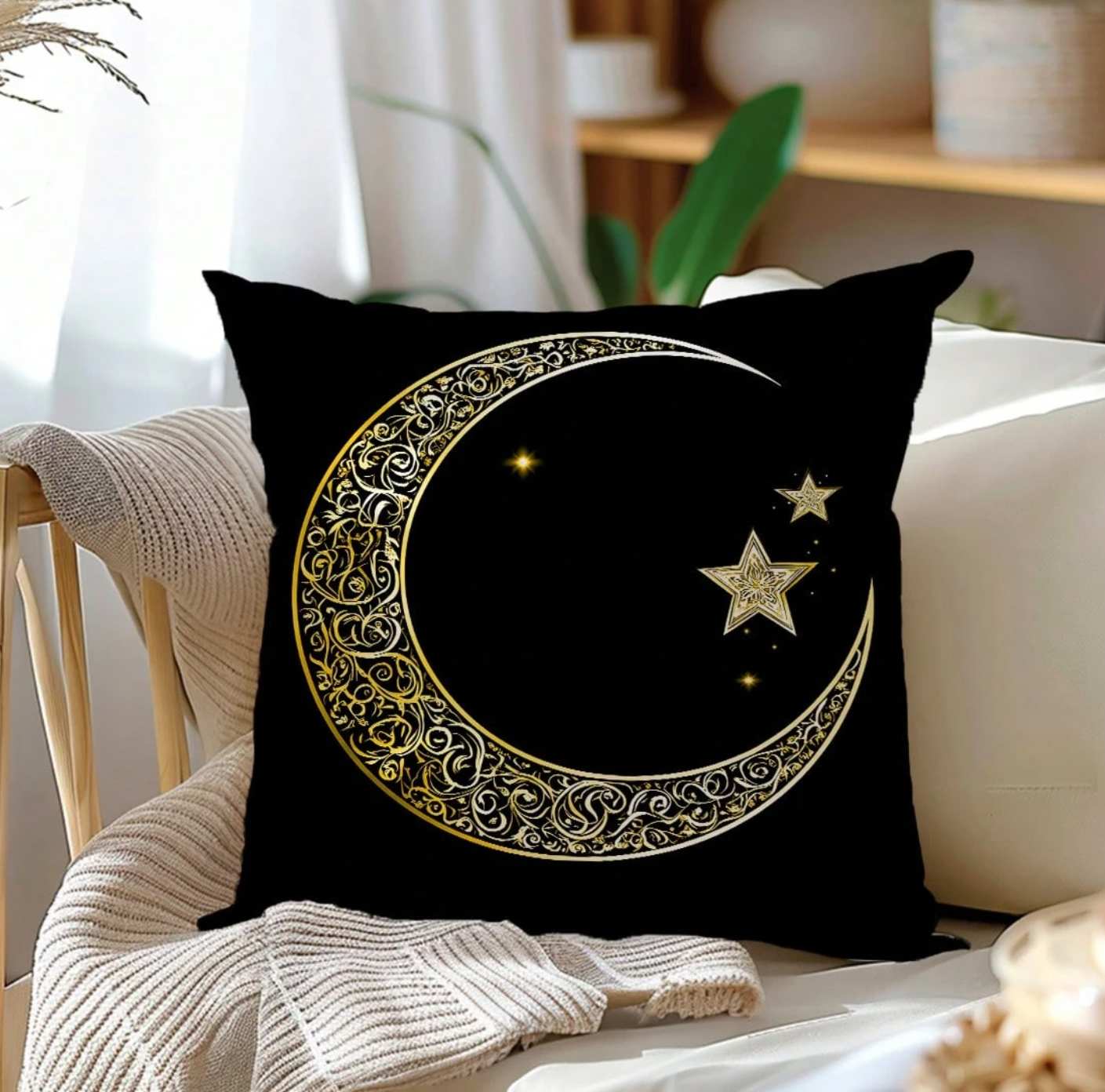 The Gilded Moon & Stars Cushion Cover