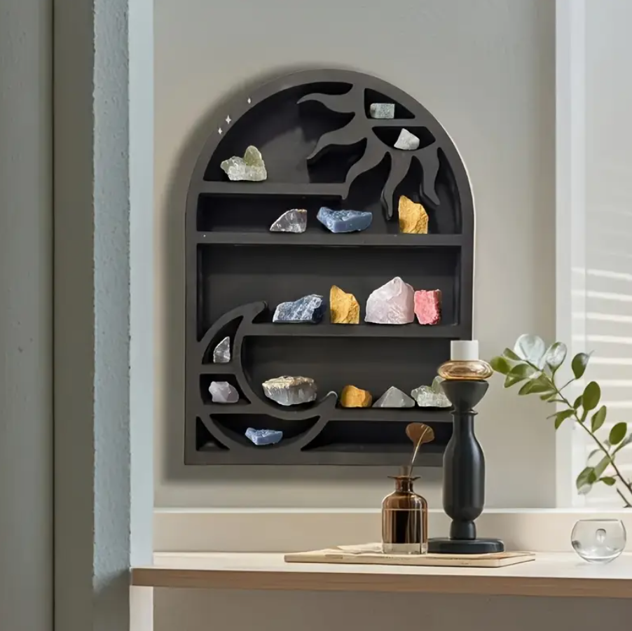Celestial Sanctuary Moon & Sun Crystal Display Shelf
