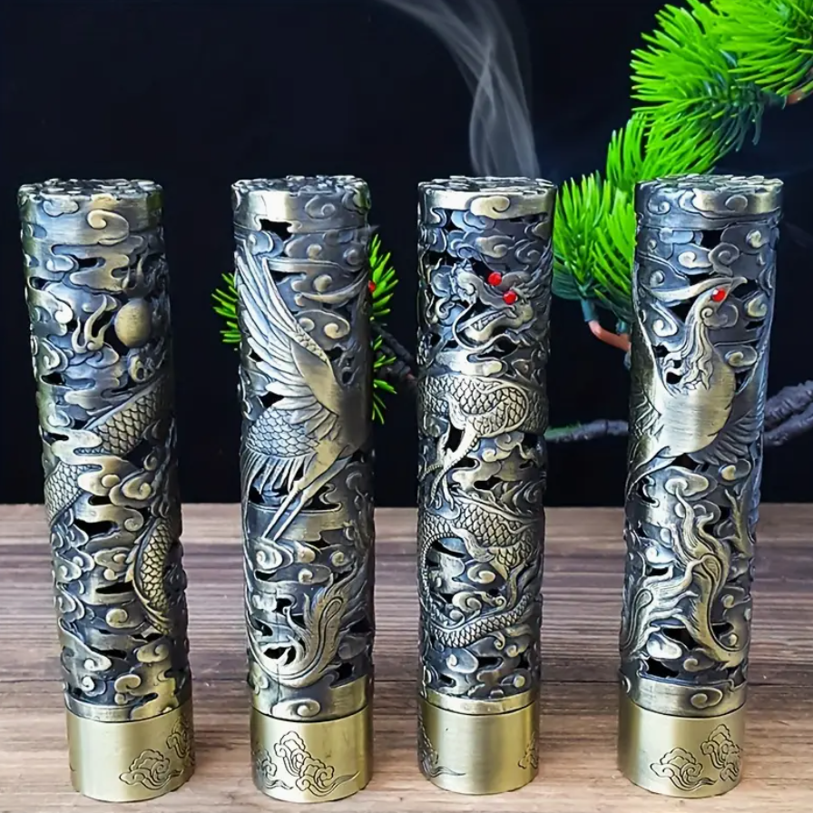 Mythic Guardian Hollow Bronze Incense Tube Holders