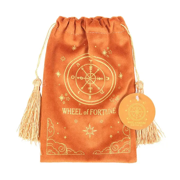 The Wheel of Fortune Vintage Tarot Card Velvet Drawstring Bag