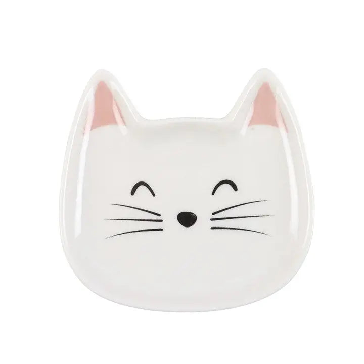 White Cat Face Trinket Dish