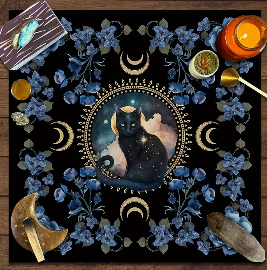 Midnight Familiar Celestial Cat Altar Cloth