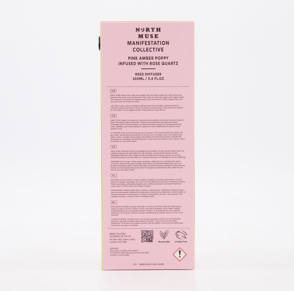 Pink Amber Poppy Rose Quartz Infused Diffuser 100ml