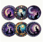 Feline Mystique Celestial Cat Coaster Set