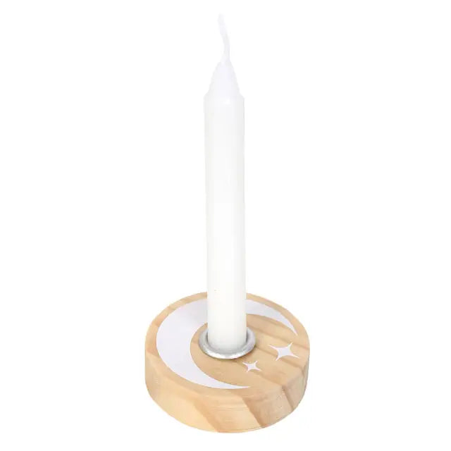 Wooden Mystical Moon Spell Candle Holder