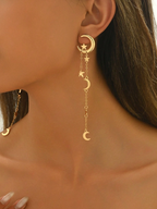Celestial Cascade" Moon & Star Dangle Earrings