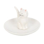 Sitting White Cat Face Trinket Dish