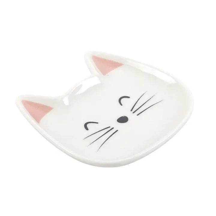 White Cat Face Trinket Dish