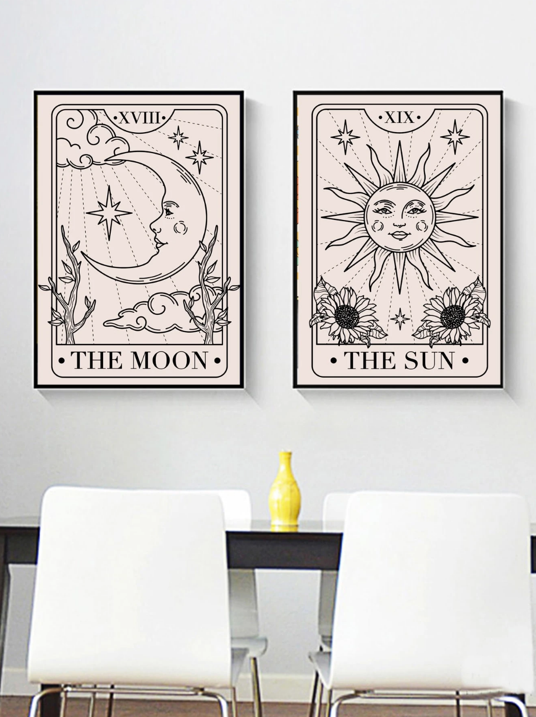 Major Arcana Wall Art – The Sun & The Moon Set