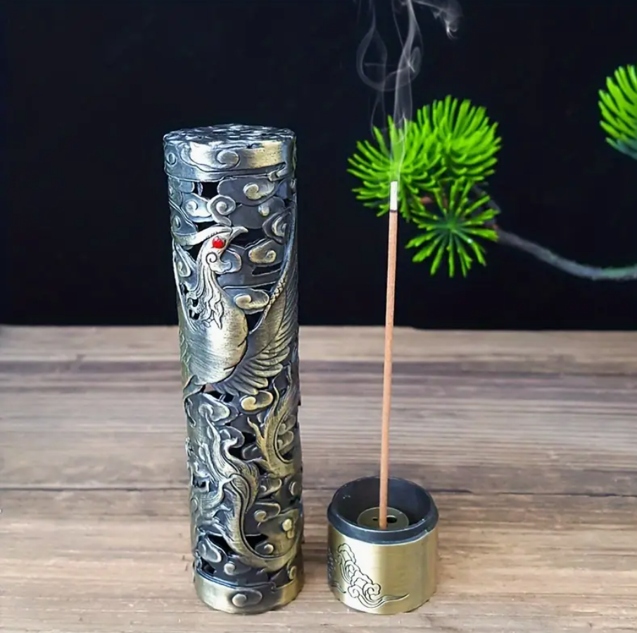 Mythic Guardian Hollow Bronze Incense Tube Holders