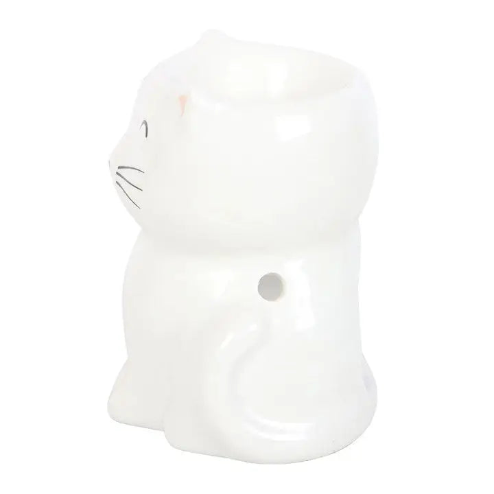 White Happy Cat Oil Burner