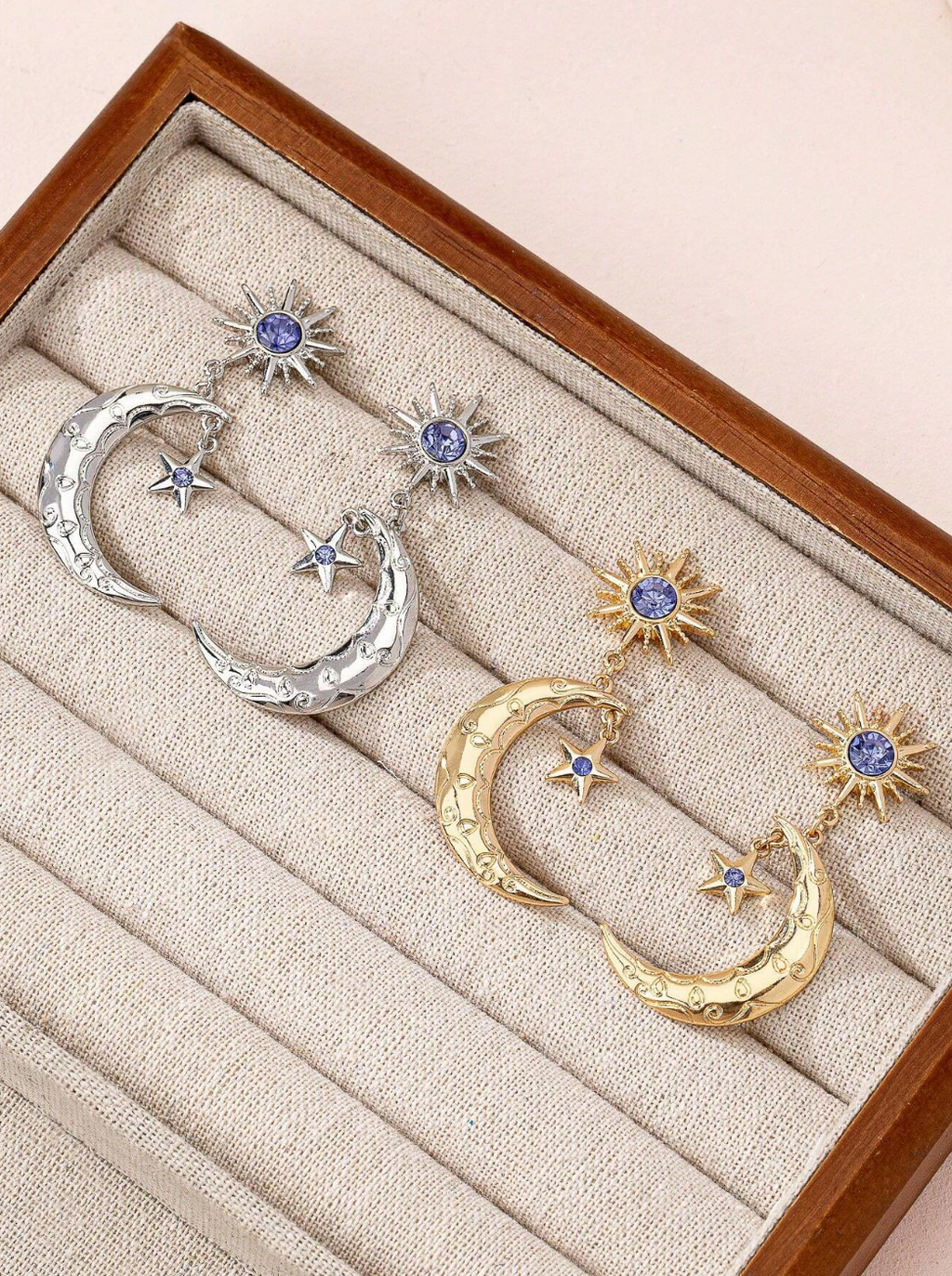 The Astral Luminary Sun, Moon & Star Earrings