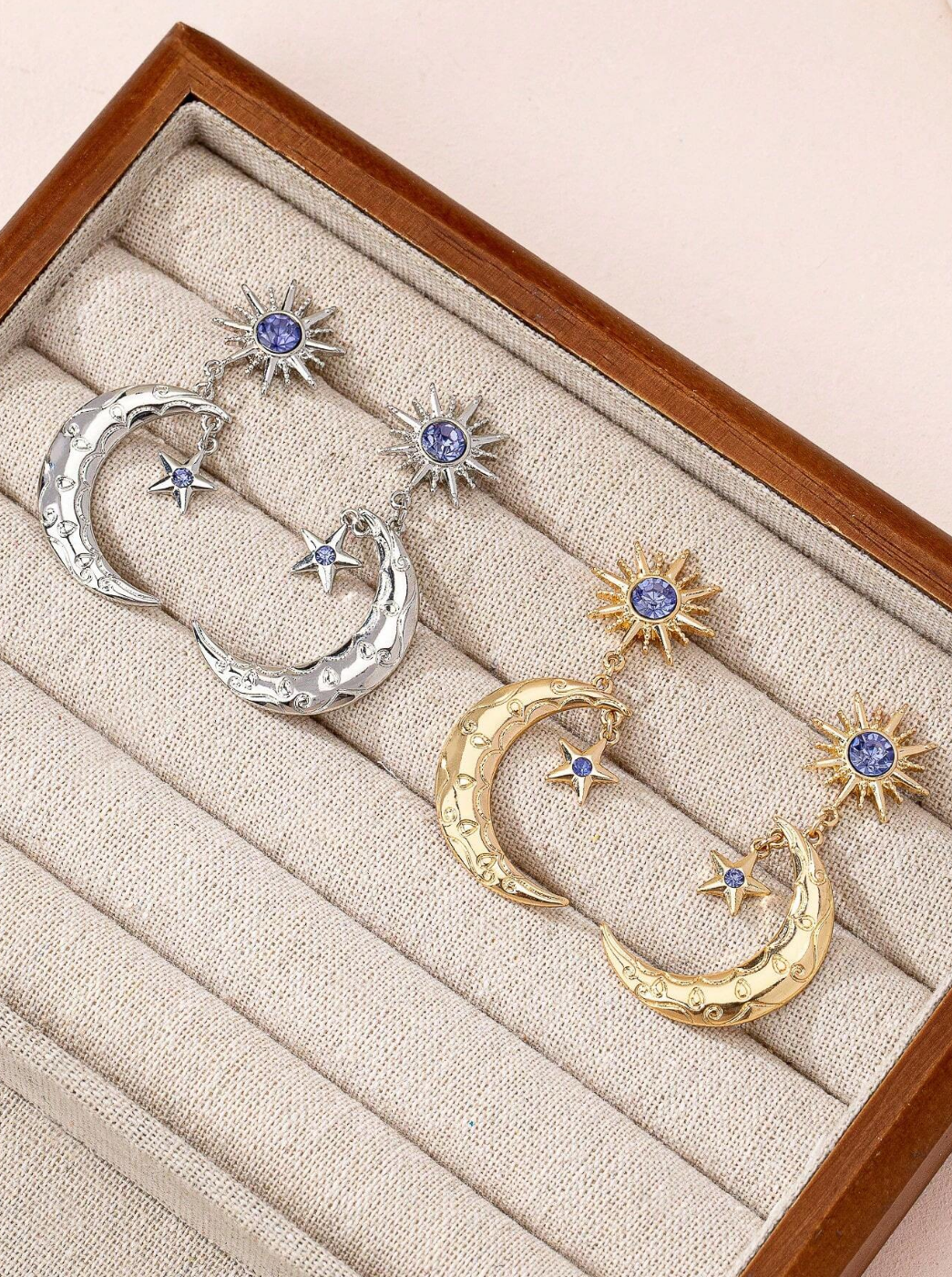 The Astral Luminary Sun, Moon & Star Earrings