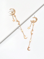 Celestial Cascade" Moon & Star Dangle Earrings