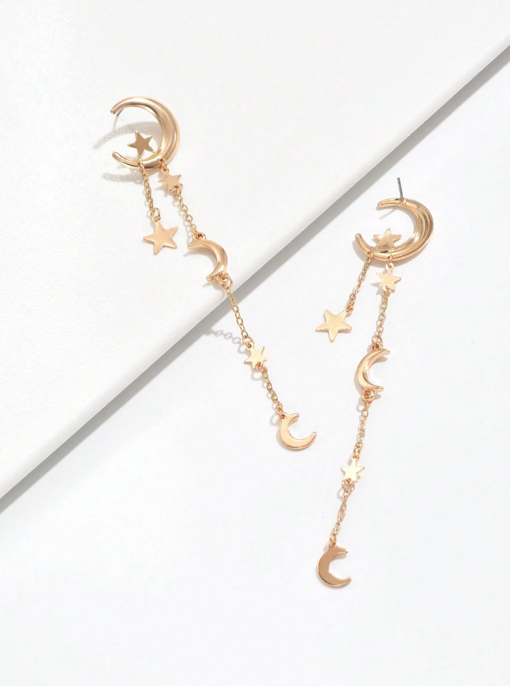 Celestial Cascade" Moon & Star Dangle Earrings