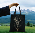 "Astral Cascade" Celestial Moon Tote Bag