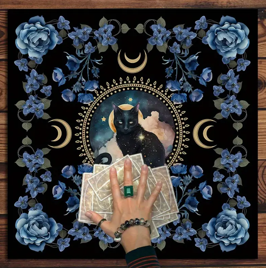 Midnight Familiar Celestial Cat Altar Cloth