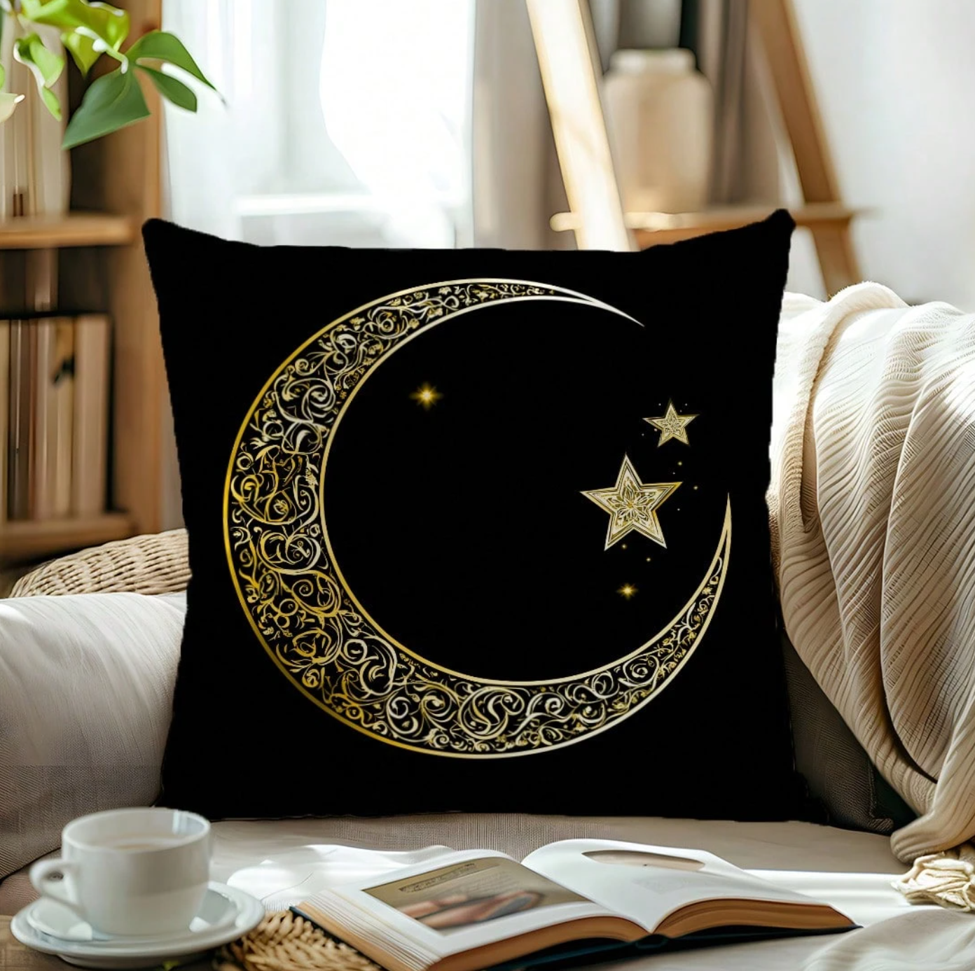 The Gilded Moon & Stars Cushion Cover