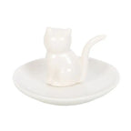 Sitting White Cat Face Trinket Dish