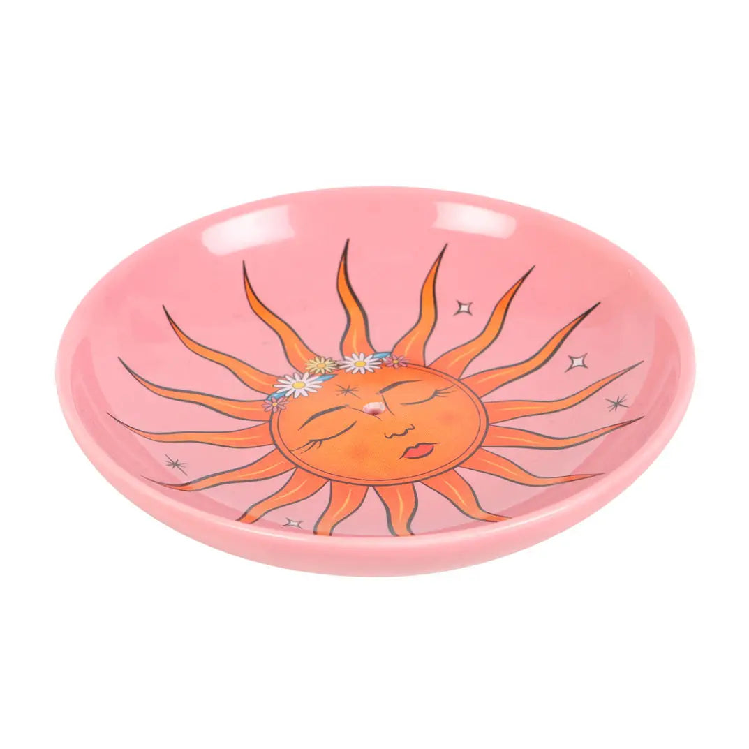 The Pink Sun Ceramic Incense Holder Plate