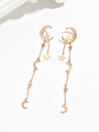 Celestial Cascade" Moon & Star Dangle Earrings