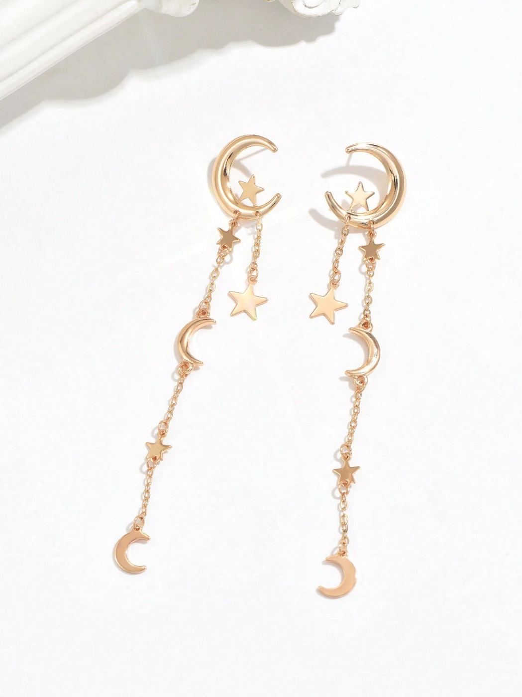 Celestial Cascade" Moon & Star Dangle Earrings