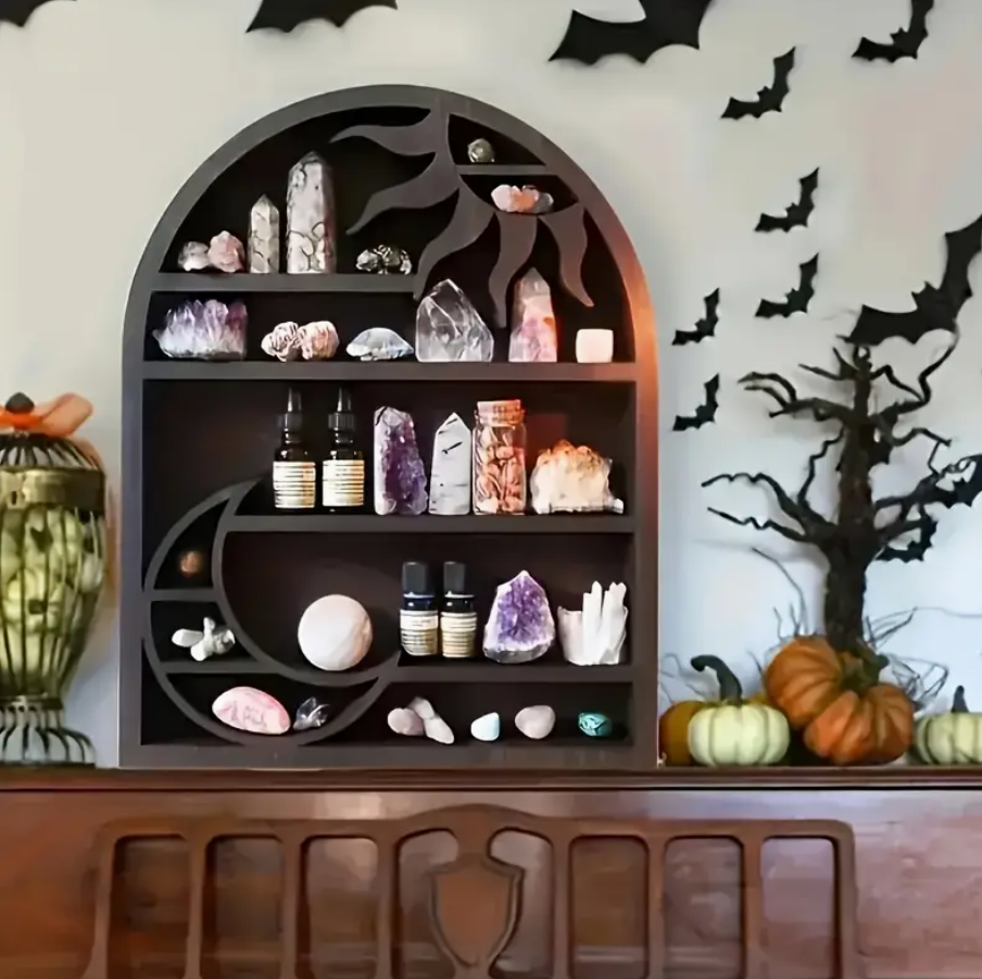 Celestial Sanctuary Moon & Sun Crystal Display Shelf