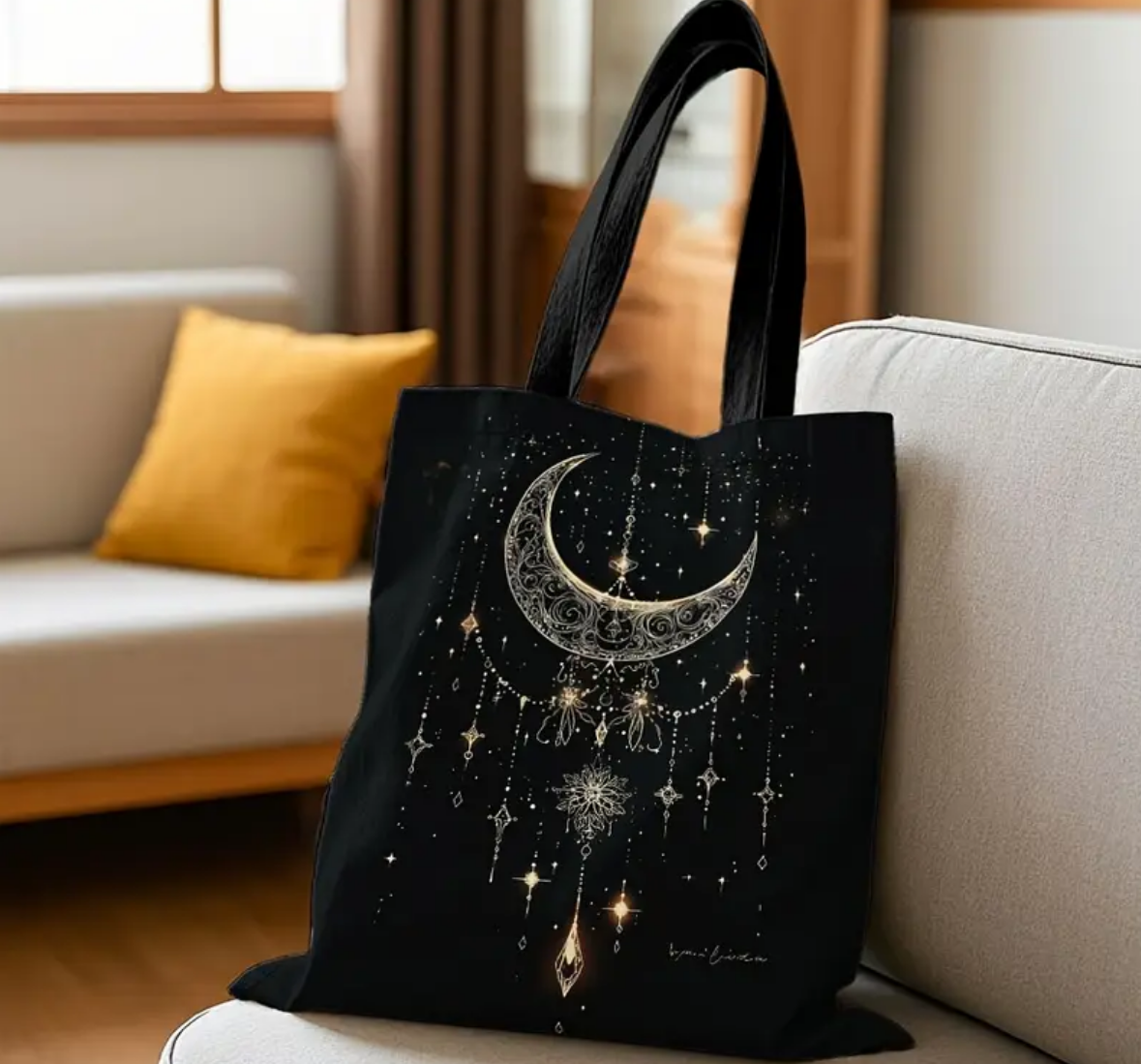 "Astral Cascade" Celestial Moon Tote Bag