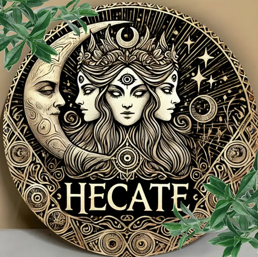 Hecate Triple Moon Goddess Metal Wall Art