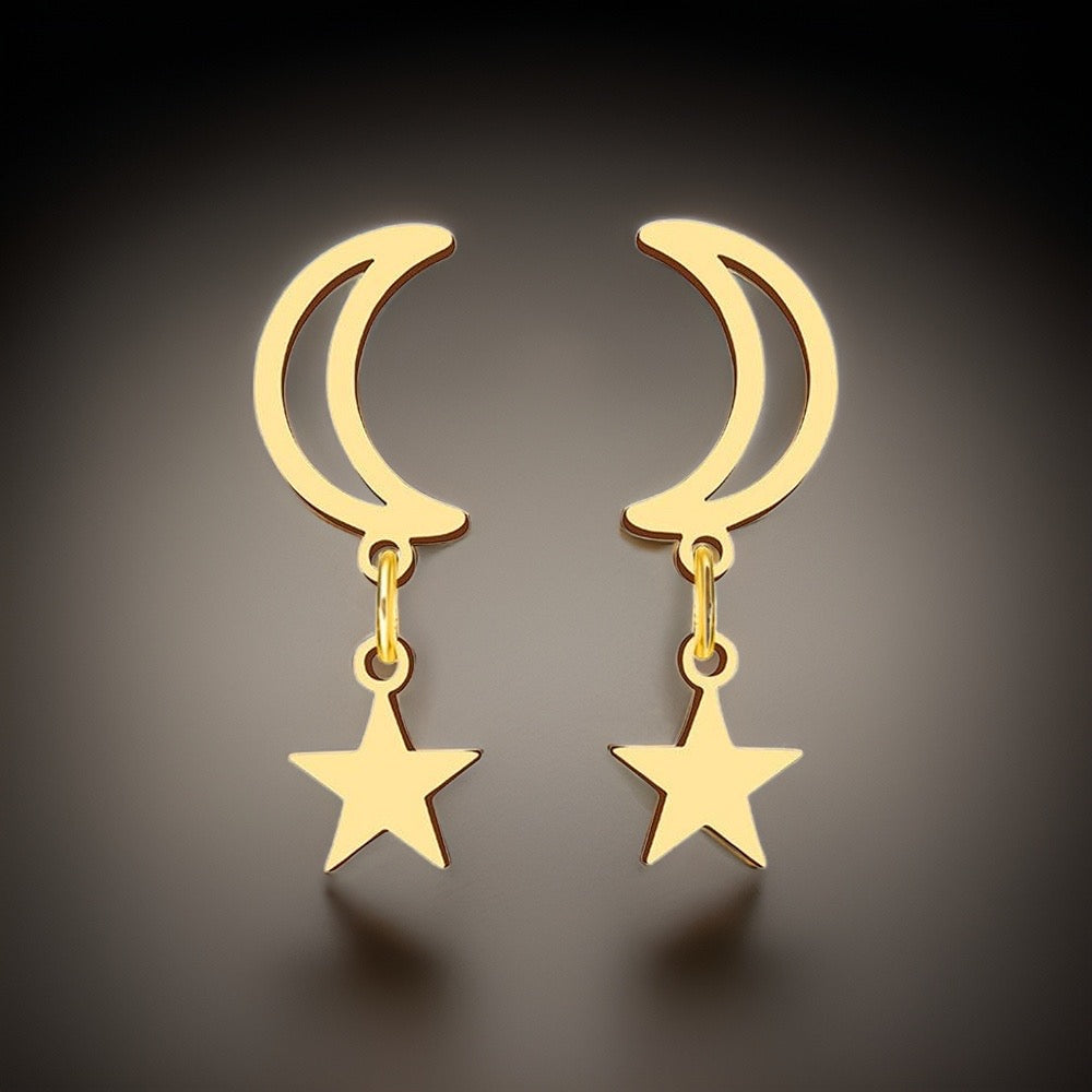 Moon & Star Drop Earrings