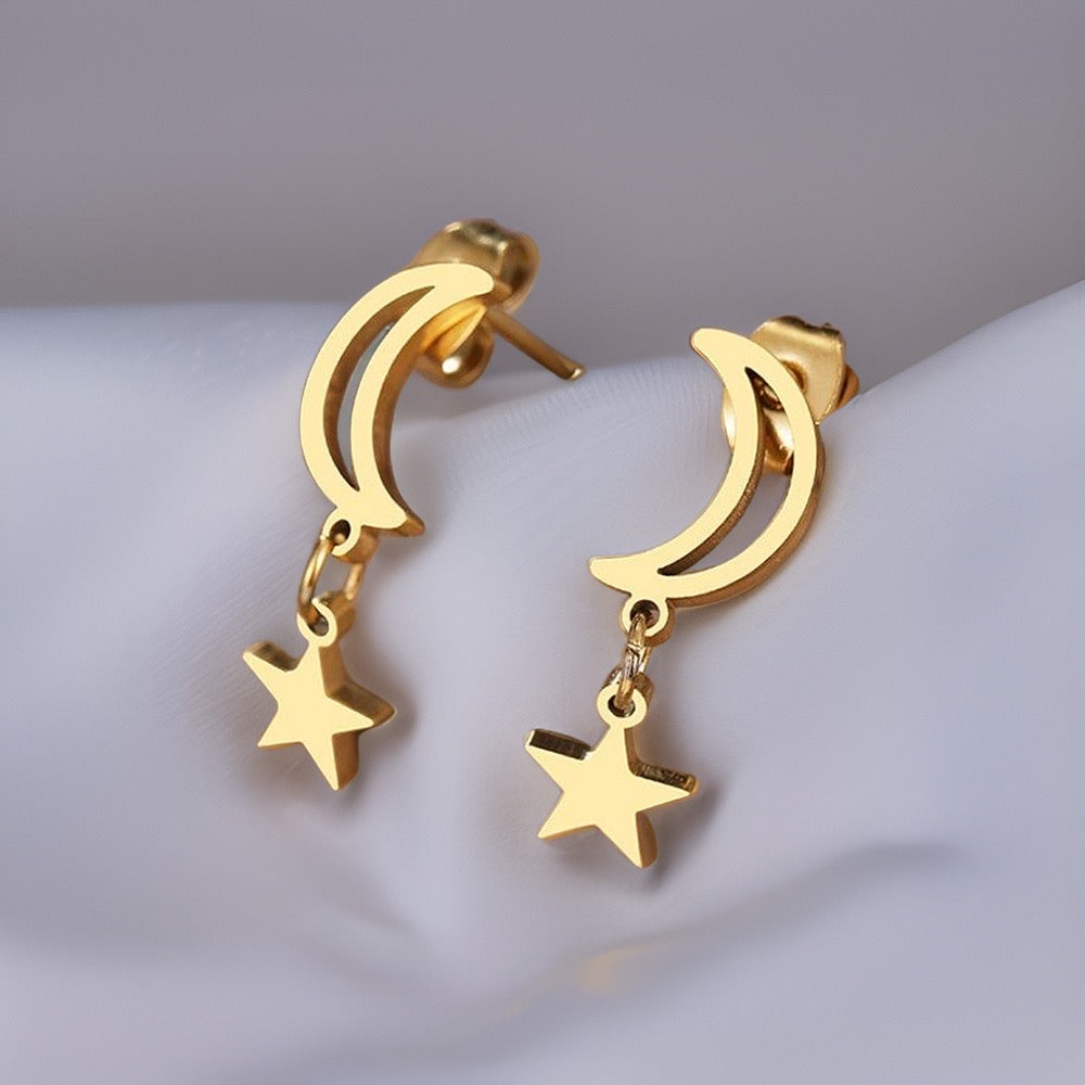 Moon & Star Drop Earrings