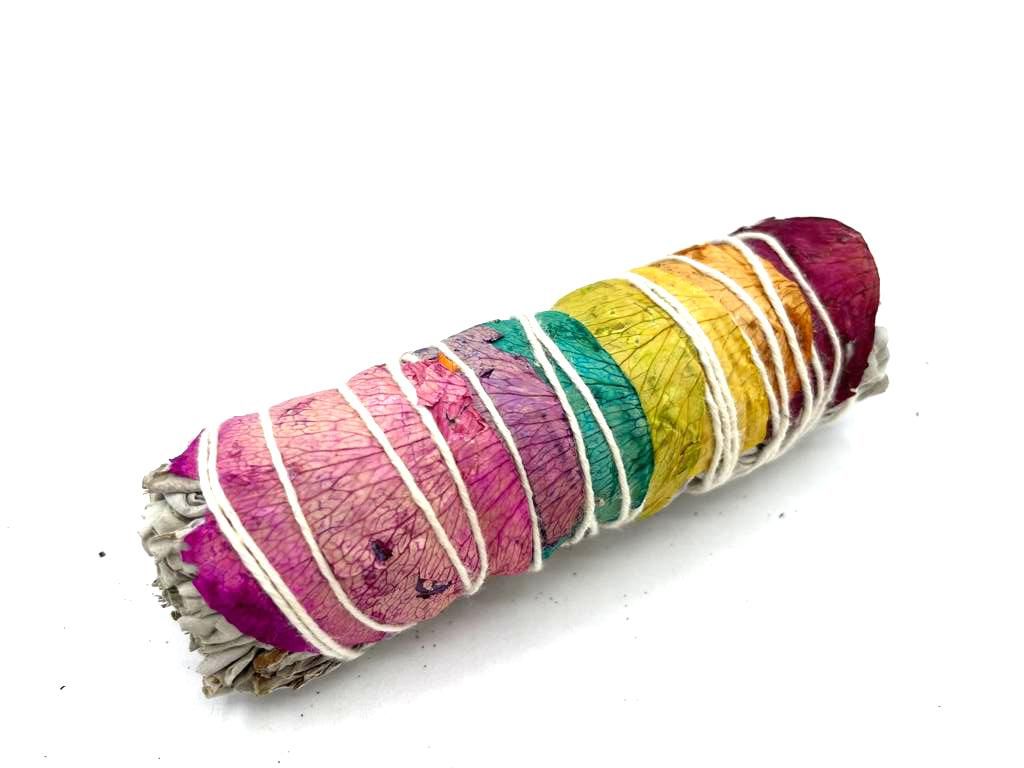 Smudge Stick - 7 Chakras Rose Petals Sage 10 cm