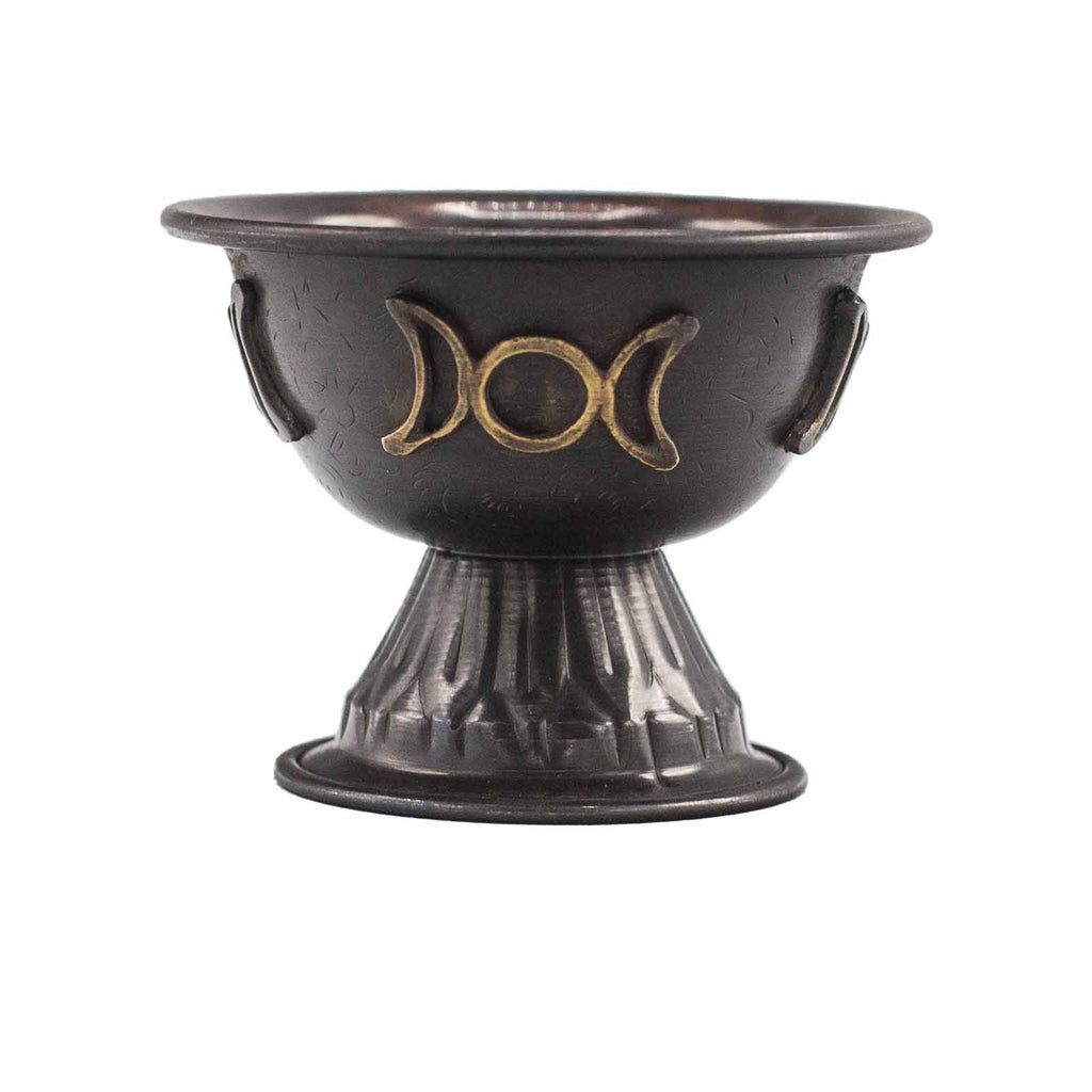 Antique Copper Ritual Chalice Triple Moon